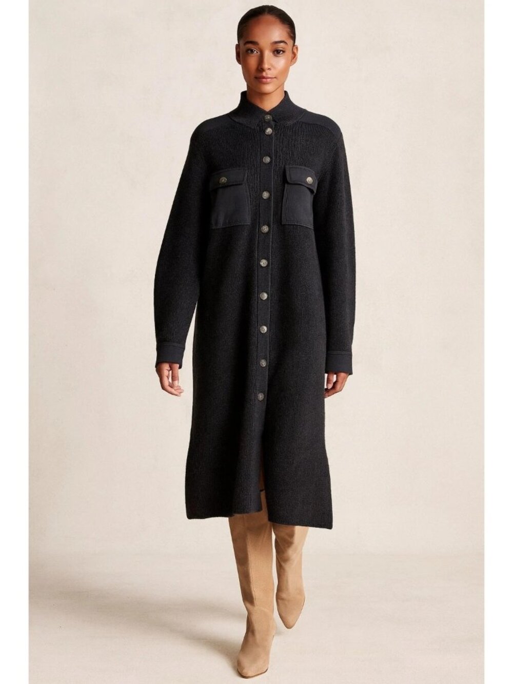 New 100% Merino Wool Rare Banana Republic Heritage Utility Coat Leather Trim
